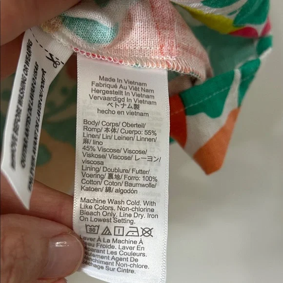 J. Crew Dress Size 12 Novelty Fruit Print Linen Tiered Ruffled Midi Beach Resort - Picture 11 of 15